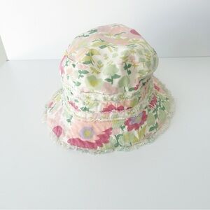 GAP White and Pink Floral Bucket Hat Medium/Large